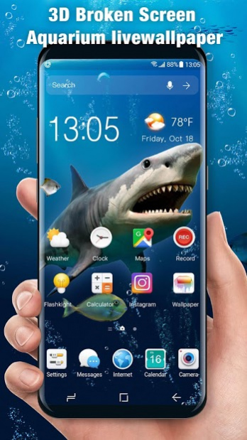 3d Broken Screen Ocean Live Wallpaper Free Download