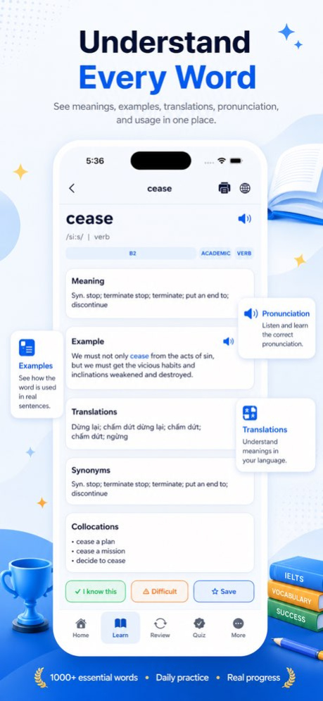 6000 IELTS Academic Vocabulary 2.1.2 Screenshot