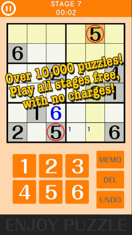 6x6 mini Sudoku Puzzle 1.4.0 Screenshot