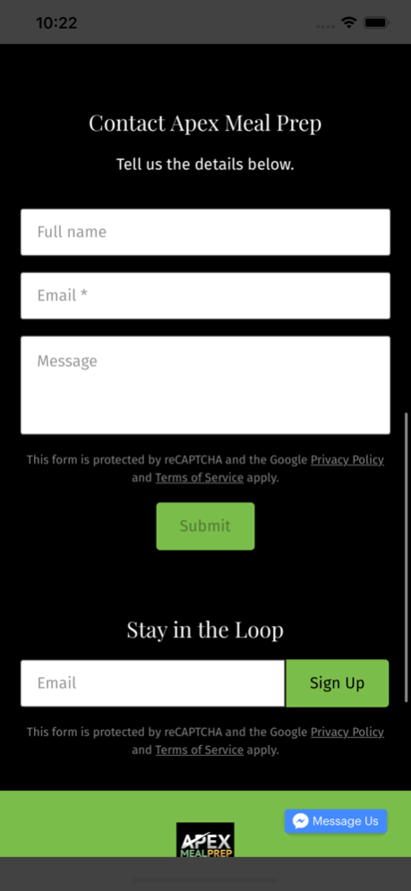 Apex Meal Prep App Screenshot