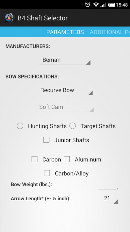 Beman Arrow Shaft Selection Chart