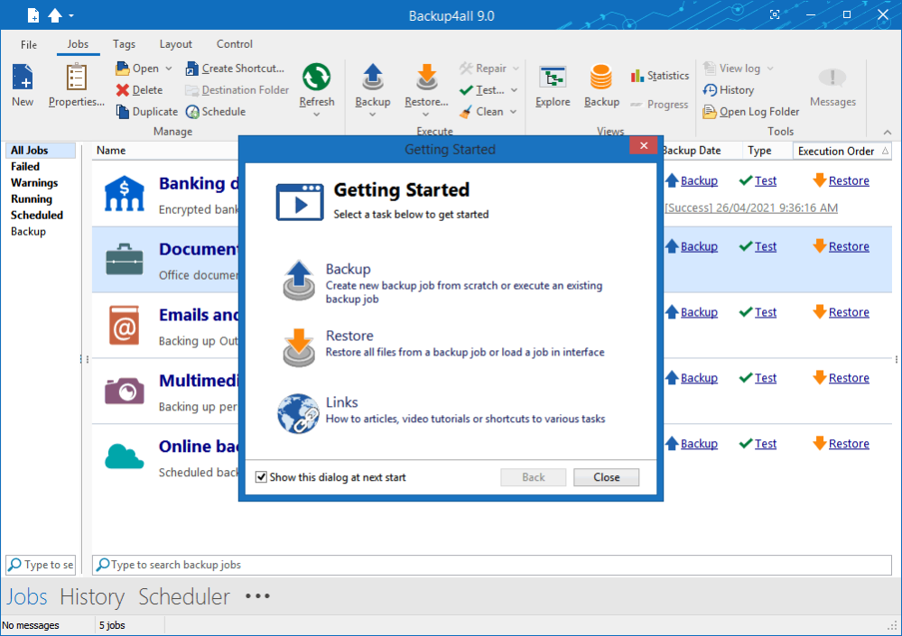 Backup4all Professional 9.9.994 Screenshot
