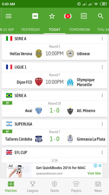 BeSoccer Livescore: todos resultados de futebol de hoje ao vivo