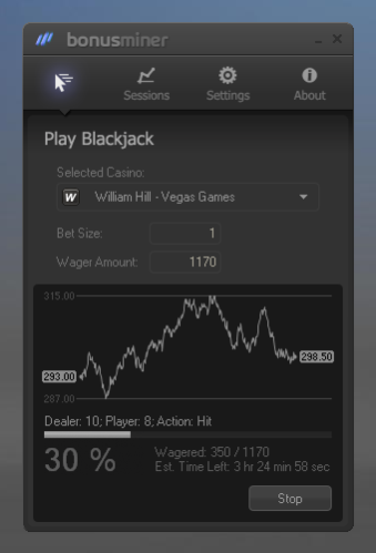 BonusMiner Blackjack bot 1.0 Screenshot