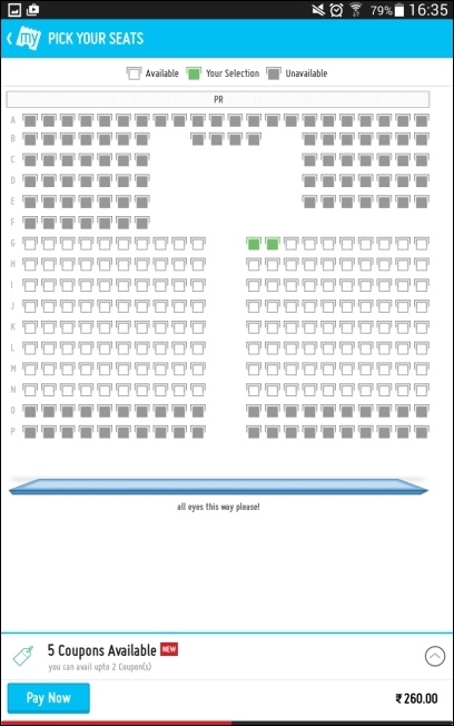 BookMyShow - theater seating