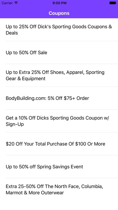 Coupons for Dicks Sporting Goods App 1.0 Free Download