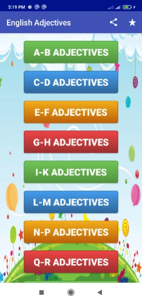 English Adjectives Vocabulary 1.3 Screenshot