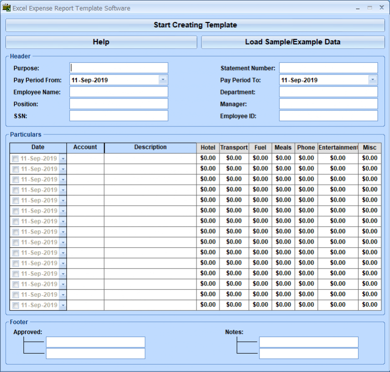 Excel Expense Report Template Software Free Download