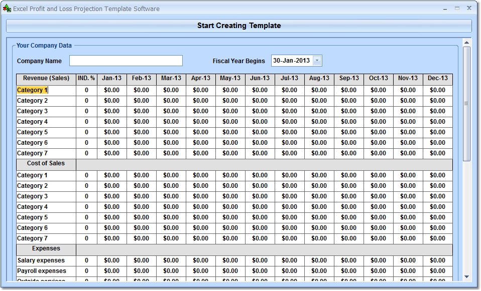 Excel Profit And Loss Projection Free Download