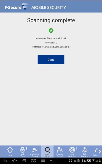 F-Secure scan complete