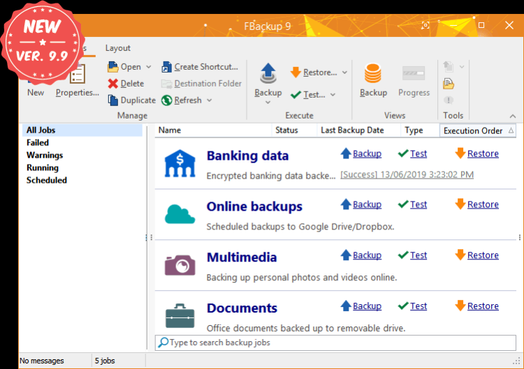 Review Screenshot - FBackup is a powerful free backup software