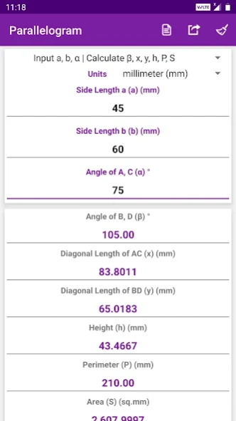 Geometry Calculator Screenshot