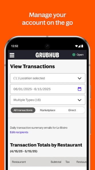 Grubhub for Restaurants 2026.6.0 Screenshot