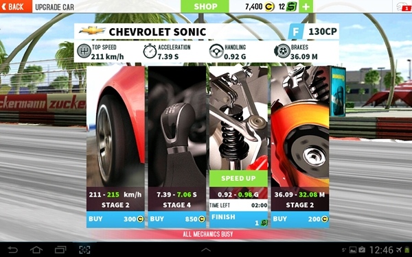 GT Racing 2 - upgrade menu