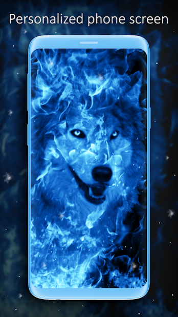 Download Fire and Ice Collide in this Mystical Wolf Wallpaper