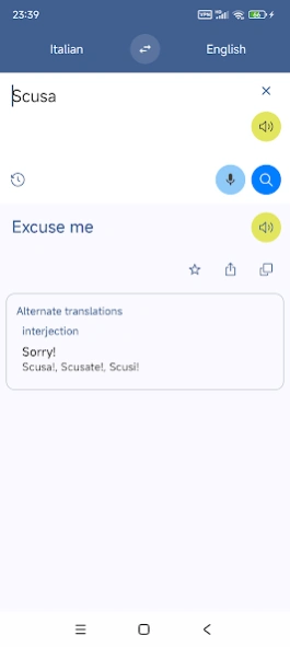 Italian English Translate Screenshot