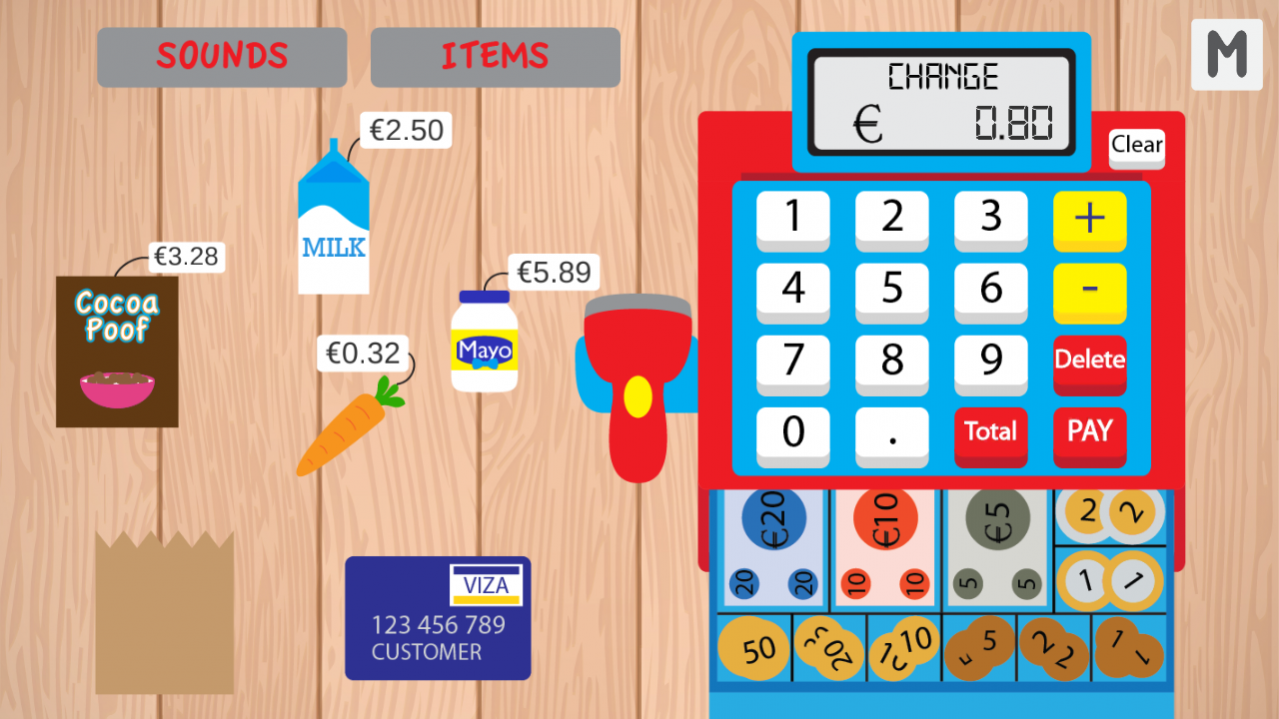 Cash register app shop for kids