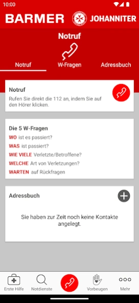 Kindernotfall-App Screenshot