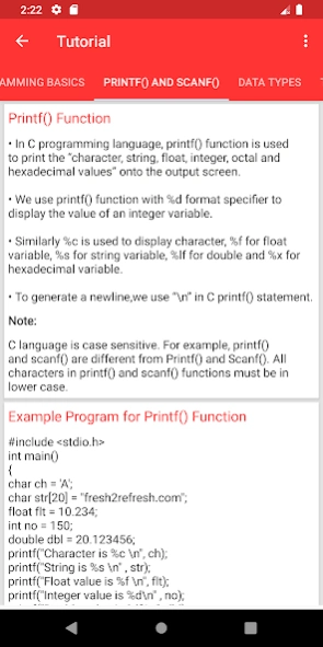 Learn C 1.8 Screenshot