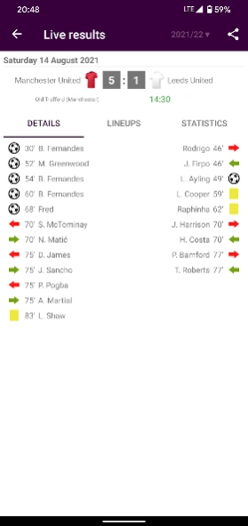 Live Scores for Premier League Screenshot