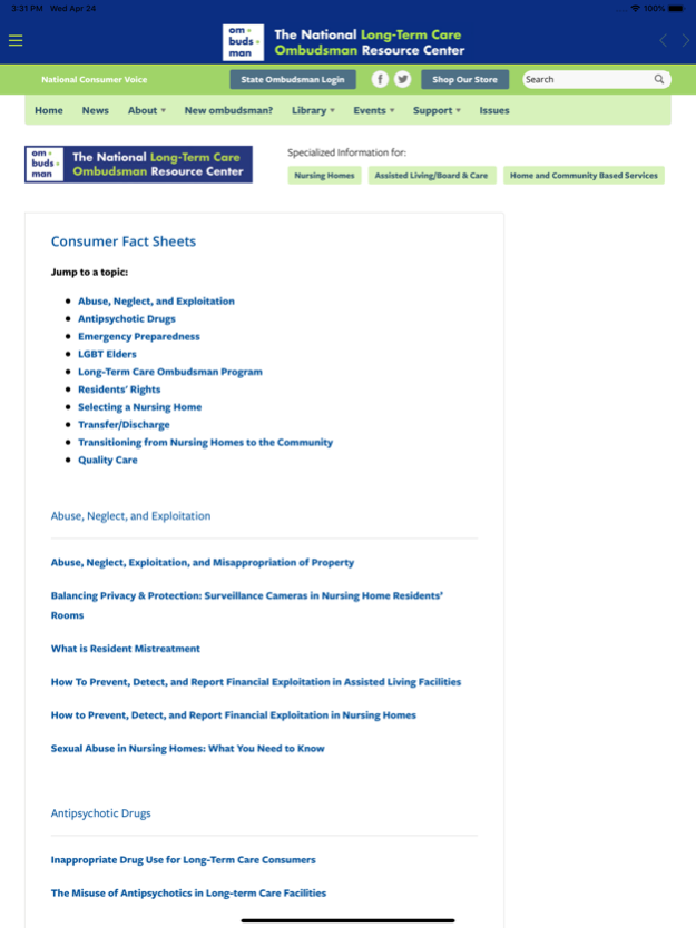 LTC Ombudsman Resource Center Screenshot