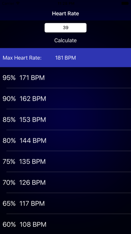 Exercise heart outlet rate calculator