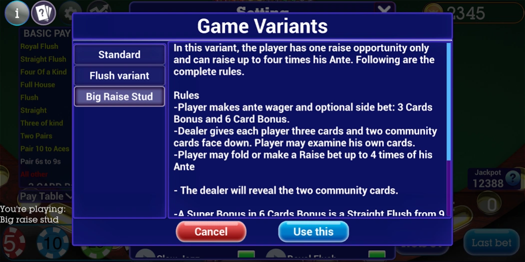 Mississippi Stud Poker 1.7.8.3 Screenshot