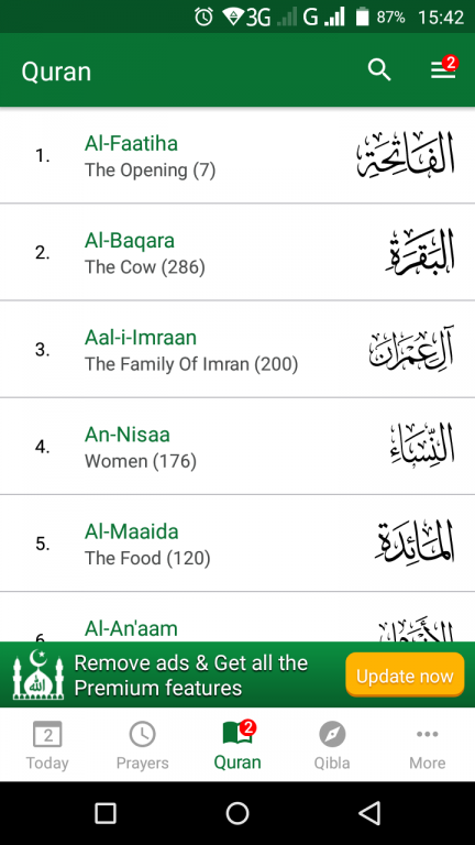 Muslim Pro Quran verses