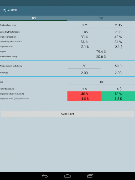 MyBetsCalc - Bets calculator 1.1 Screenshot