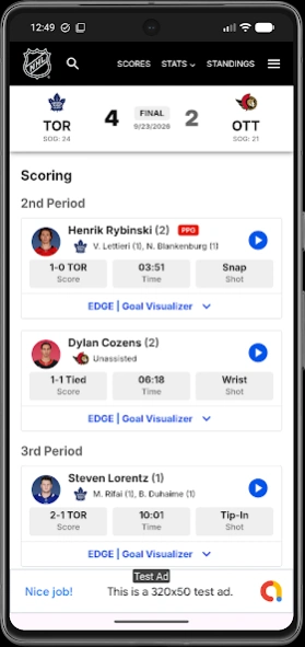 NHL Hockey Hub Screenshot