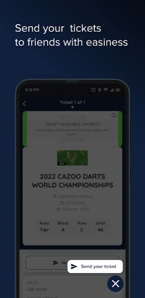 PDC Tickets Screenshot