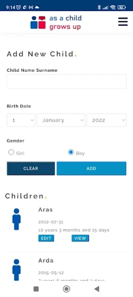 Percentile Growth Charts Screenshot