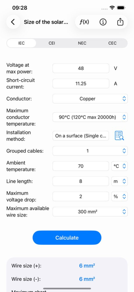 Photovoltaic Calculations 3.3.0 Screenshot