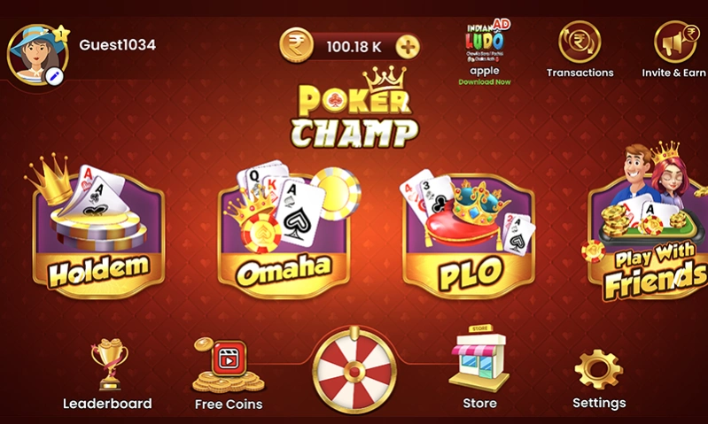 Poker Champ TexasHoldem Omaha Screenshot