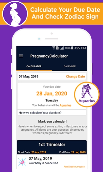 Pregnancy calculator, duedate 1.1 Screenshot