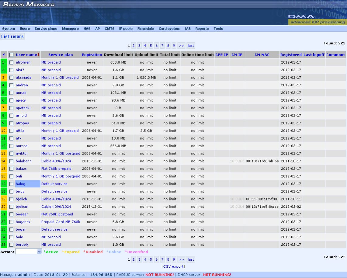 Radius Manager 4.10.5 Screenshot