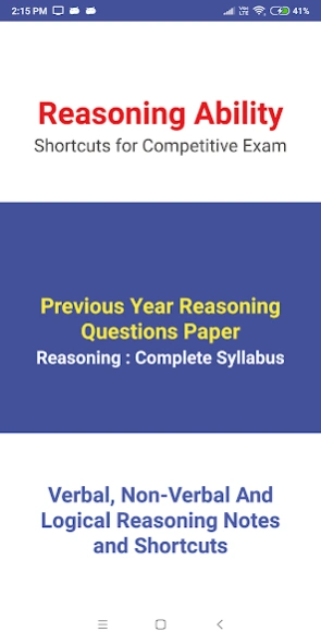 Reasoning for Competitive Exam 1.4a Screenshot