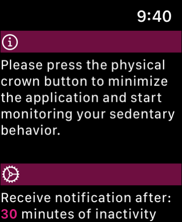 Sedentary reminder 1.1 Screenshot