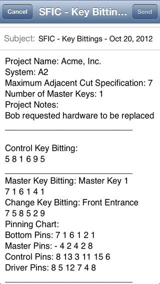 Master Key Bitting Chart