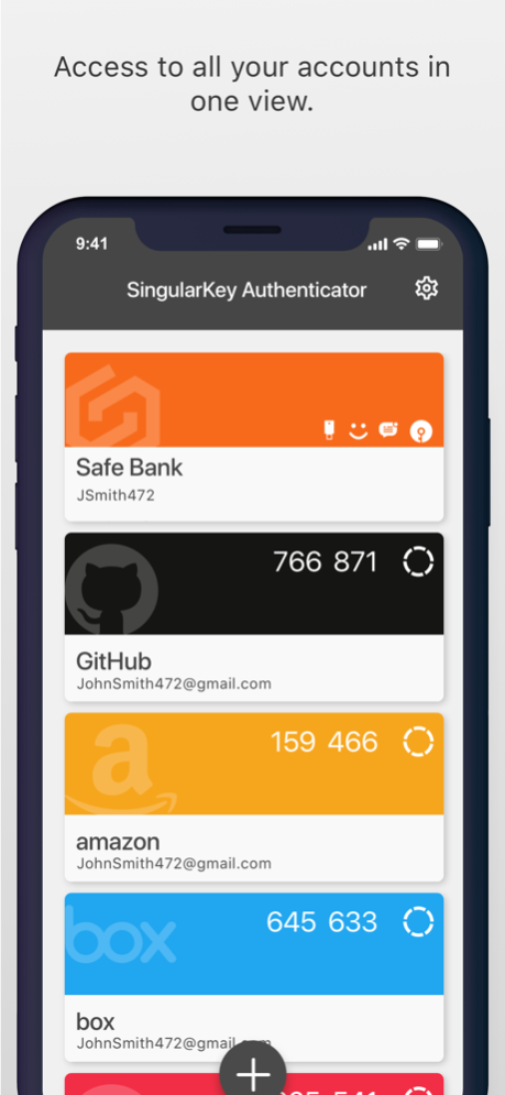 Singular Authenticator Screenshot
