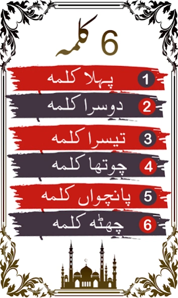 Six kalimas of islam with tra Screenshot