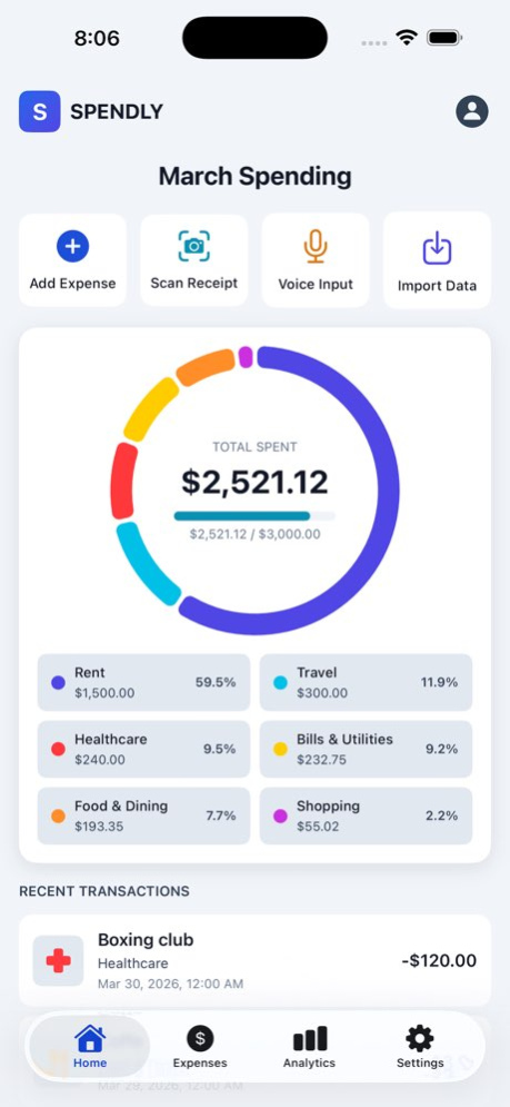 Spendly: Smart Expense Tracker 2.0 Screenshot