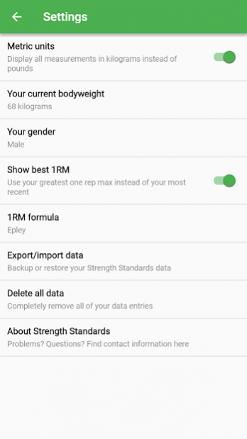 Strength Standards Free Download