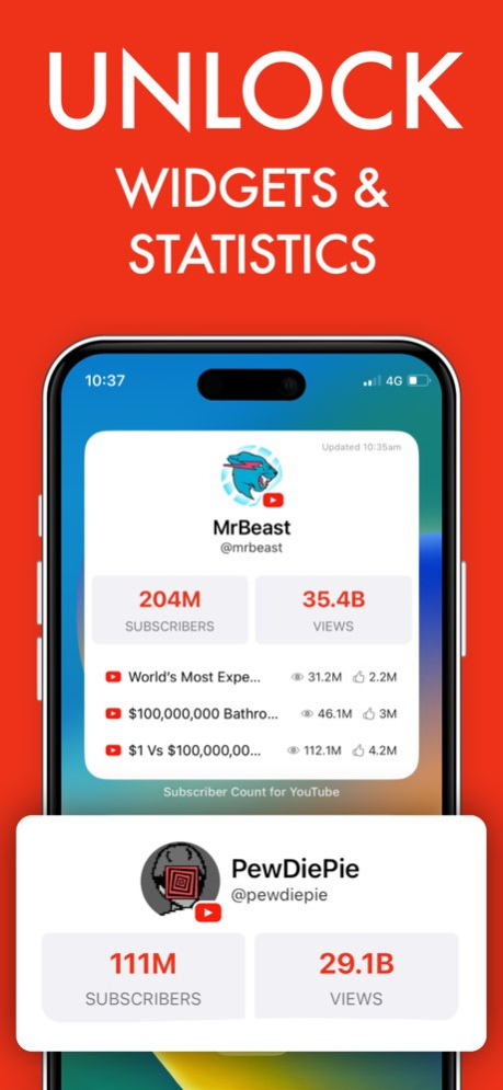 Subscriber Count for YouTube + 4.1.4 Screenshot