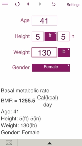 TDEE + BMR + BMI Calculator Screenshot