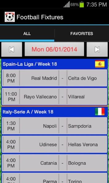 Football Fixtures: Live Scores Screenshot