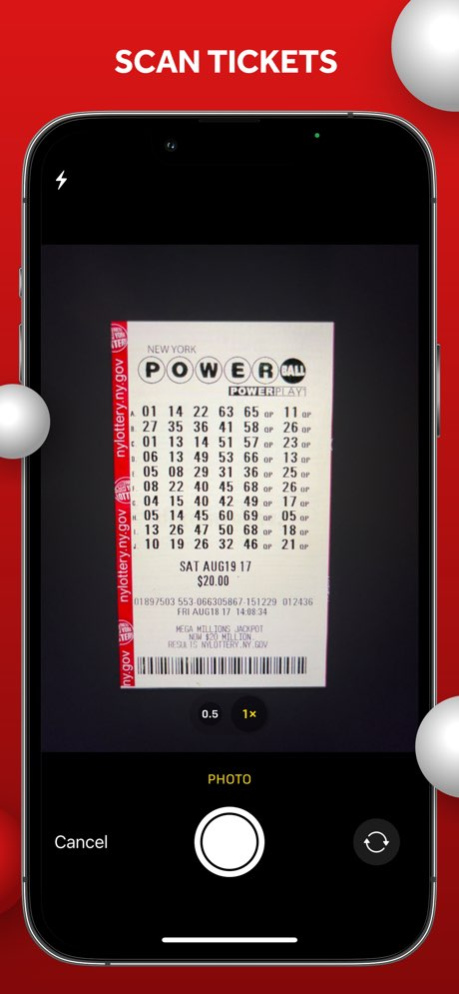 Powerball Live: Ticket Scanner 1.3 Screenshot