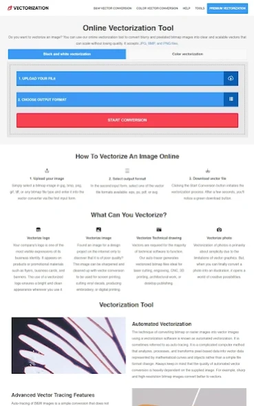 Vectorize image online Screenshot