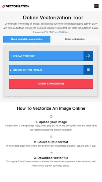 Vectorize image online Screenshot