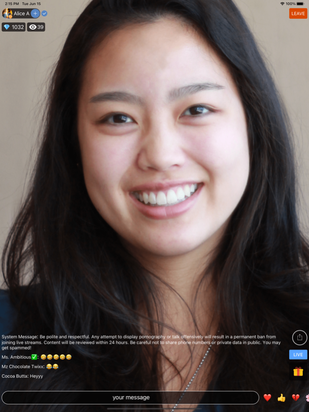 Video Live App Screenshot